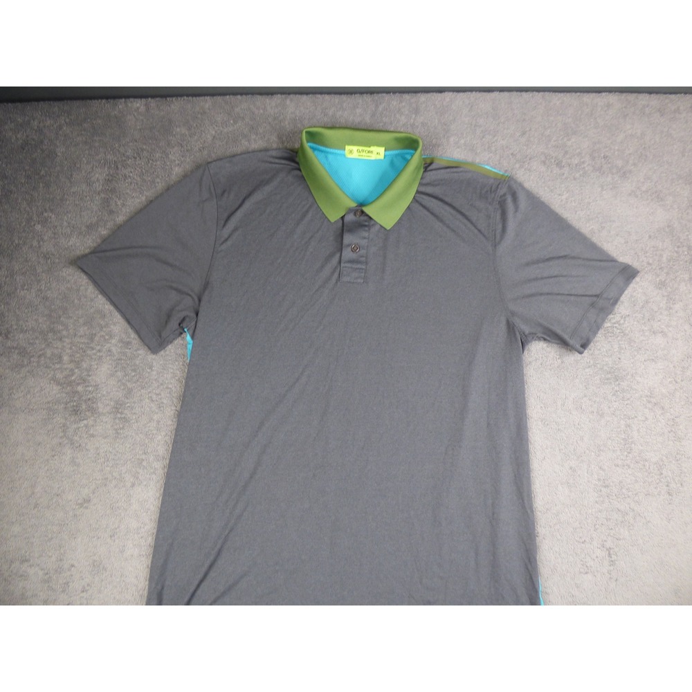 G/FORE Mens XL Golf Polo Shirt Grey Blue Colorblock Mesh Back Short Sleeve